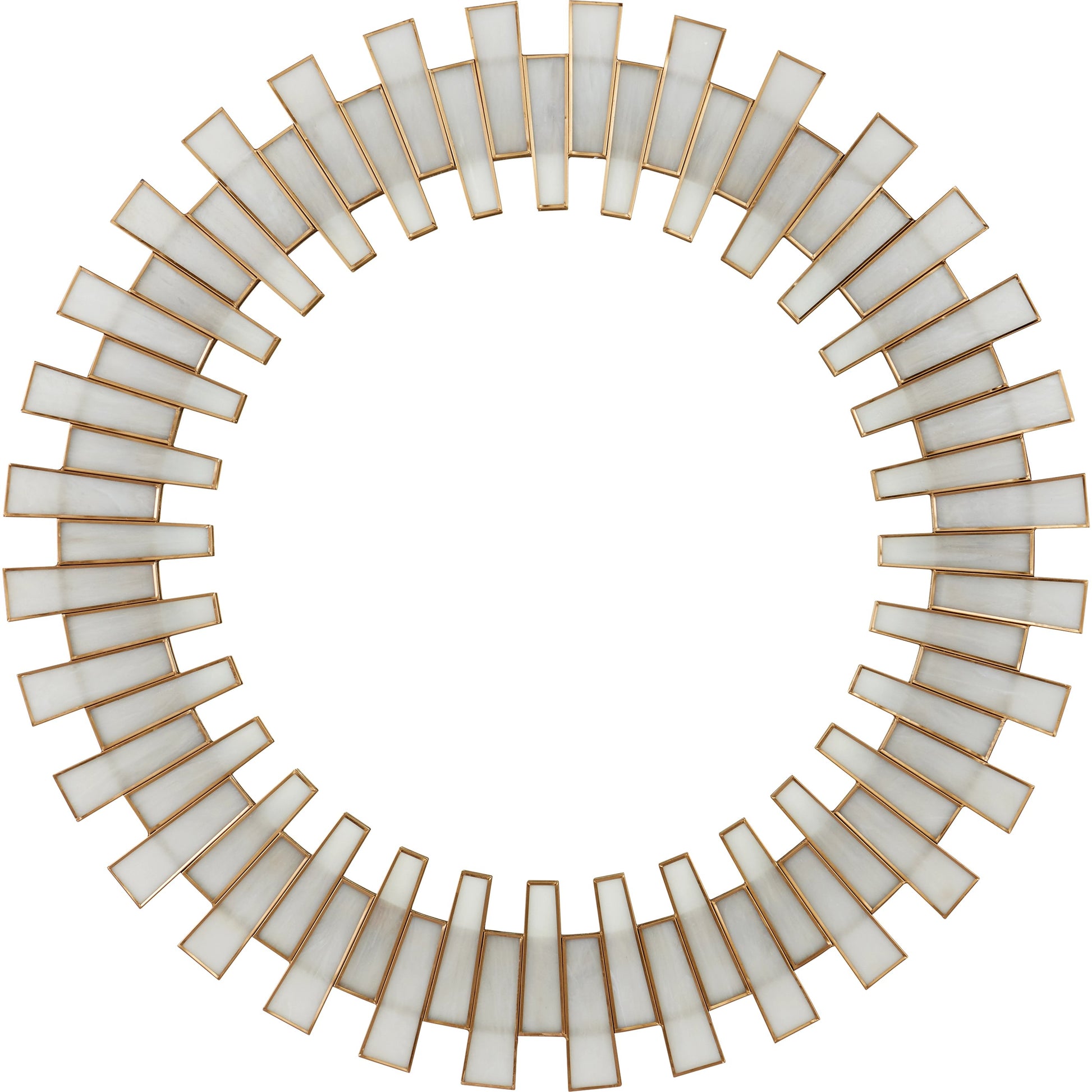 Glasdele Mirror by Currey and Company in antique brass, white, mirror. Made from iron, glass in a modern style.