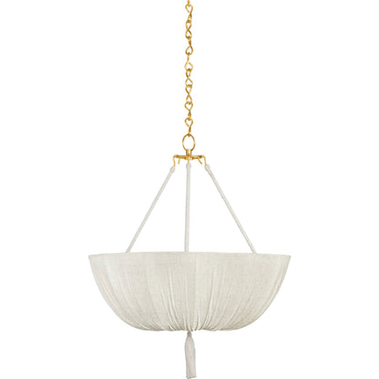 Carolina Pendant by Hudson Valley in aged brass. Made from textile in a modern style.