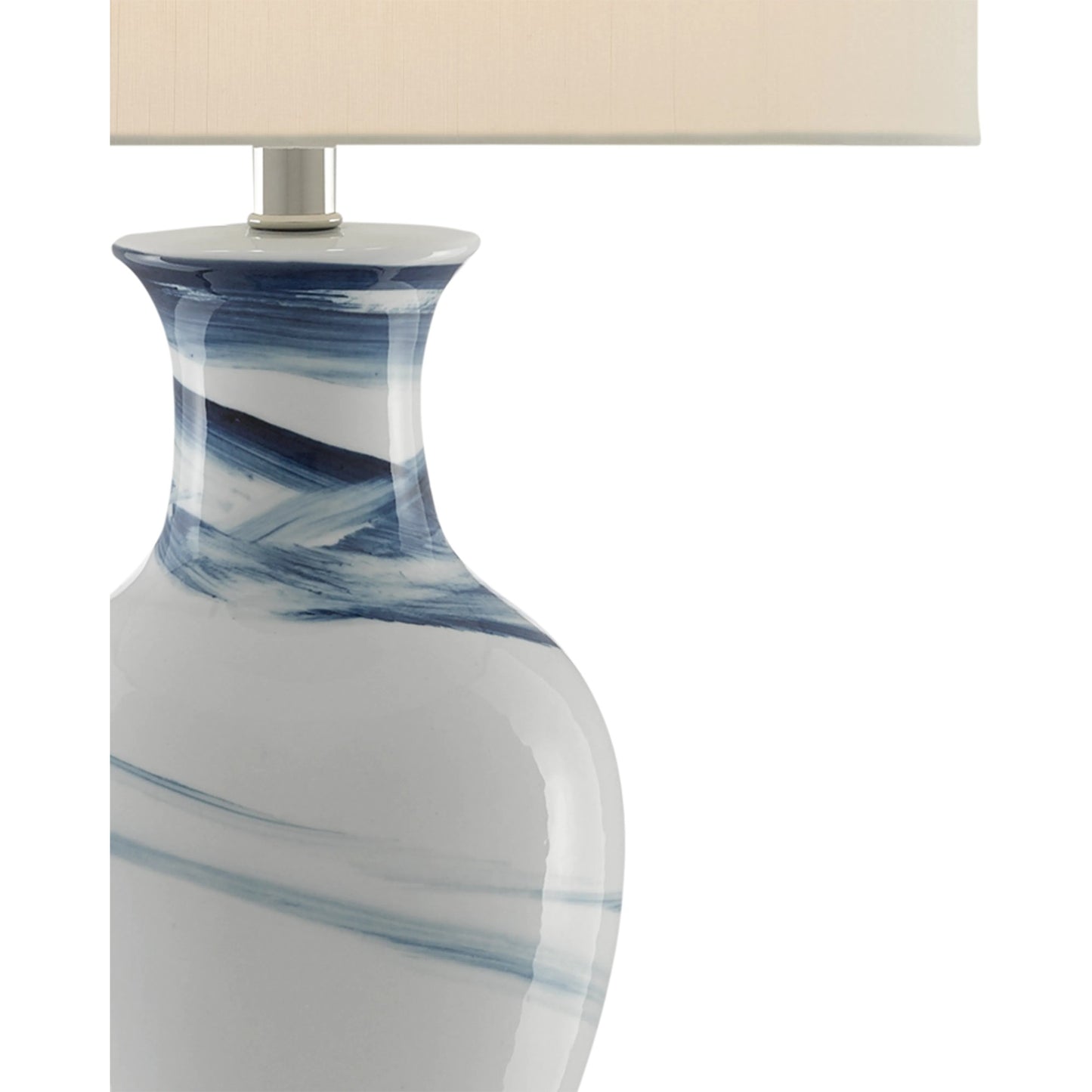 009 S-291220 | Closeup | Hanni Table Lamp by Currey and Company in white, blue. Made from porcelain, optic crystal in a coastal style.