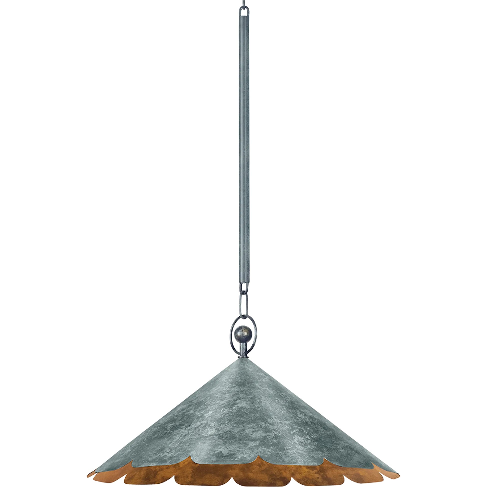 Folly Beach Pendant by Hudson Valley in verdigris. Made from steel in a eclectic & global style.
