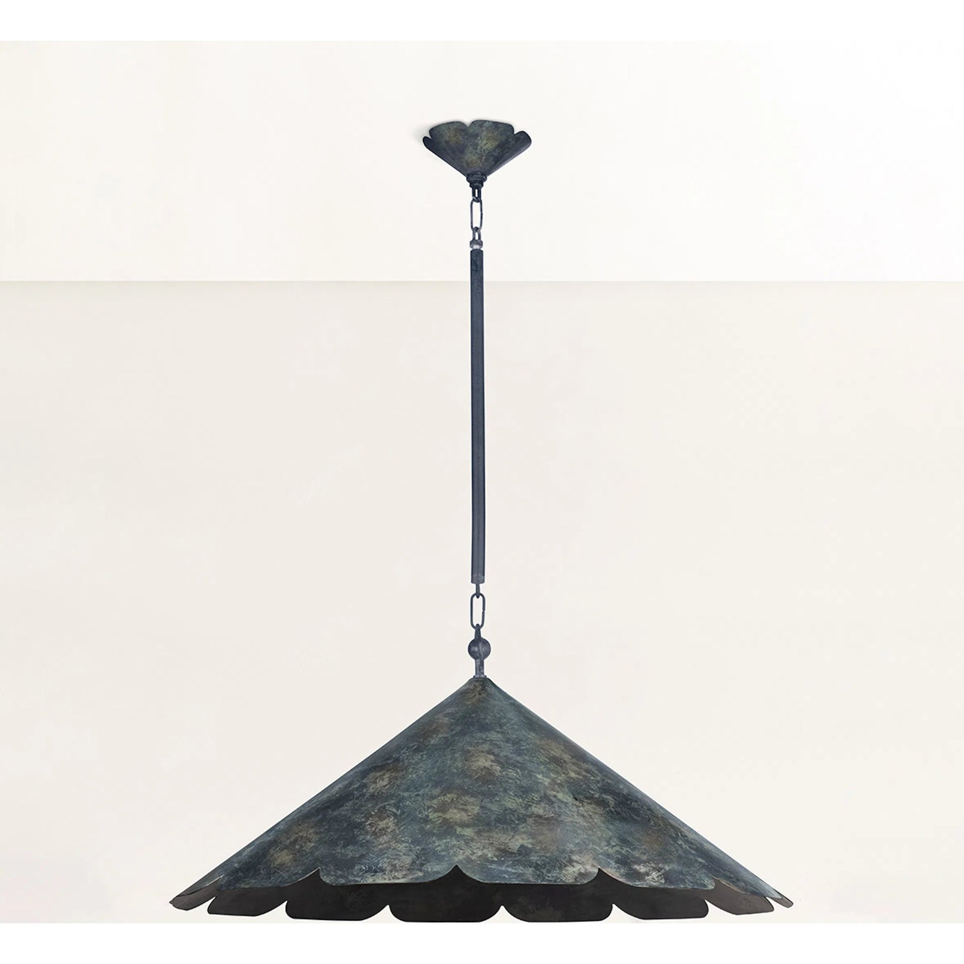 Folly Beach Pendant by Hudson Valley in verdigris. Made from steel in a eclectic & global style.