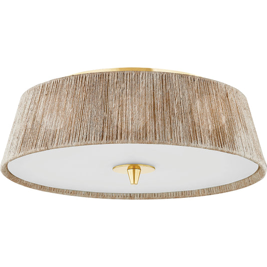 George Semi Flush by Hudson Valley in aged brass. Made from steel in a unique style.