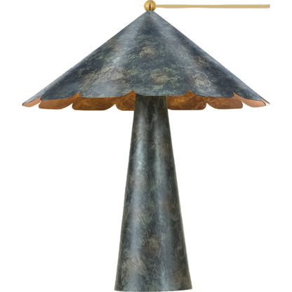 Folly Beach Table Lamp by Hudson Valley in verdigris. Made from steel in a unique style.
