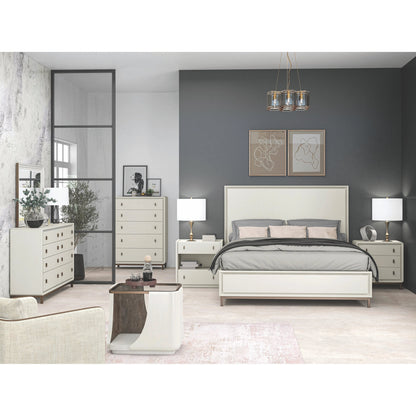 Blanc Landscape Mirror by A.R.T. Furniture in alabaster, burnished bronze. Made from parawood solids, glass in a modern style.