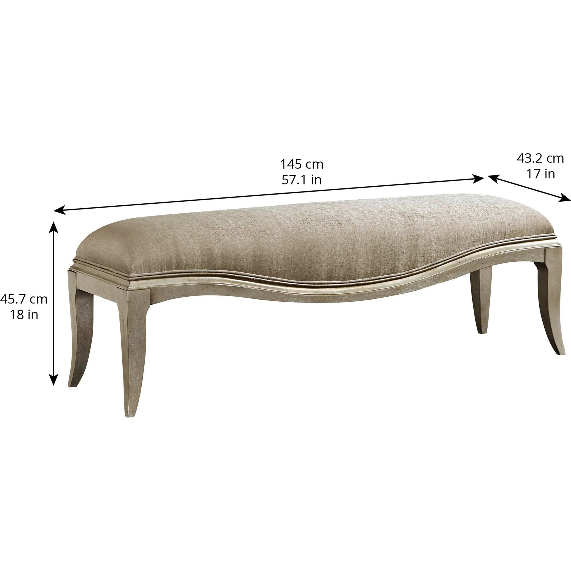 Starlite Bed Bench by A.R.T. Furniture in silver and peri. Made from parawood solids, primavera veneer in a transitional style.