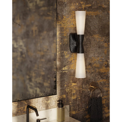 Burrows Bath Wall Sconce by Currey and Company. Made from glass, brass in a modern style.