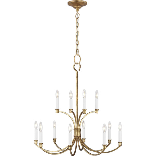 Westerly Medium Chandelier by Visual Comfort & Co. in antique gild. Made from steel in a unique style.