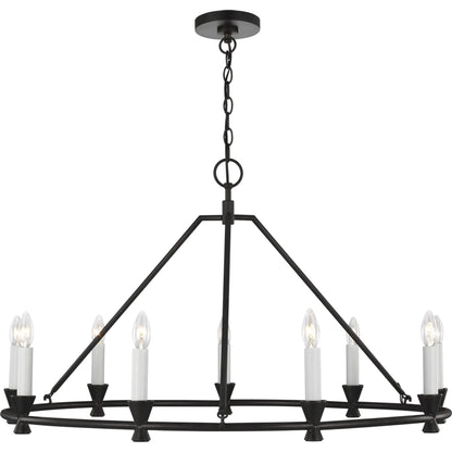 Keystone Medium Chandelier by Visual Comfort & Co. in aged iron. Made from steel in a traditional style.