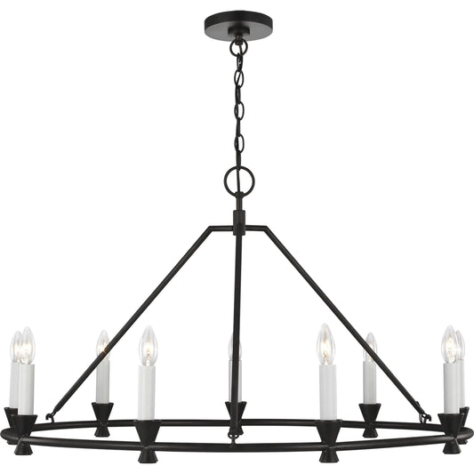 Keystone Medium Chandelier by Visual Comfort & Co. in aged iron. Made from steel in a unique style.