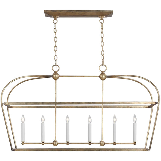 Stonington Linear Lantern by Visual Comfort & Co. in antique gild. Made from steel in a unique style.