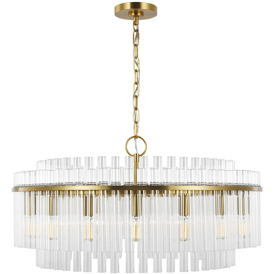 Beckett Large Chandelier by Visual Comfort & Co. in burnished brass. Made from steel in a unique style.