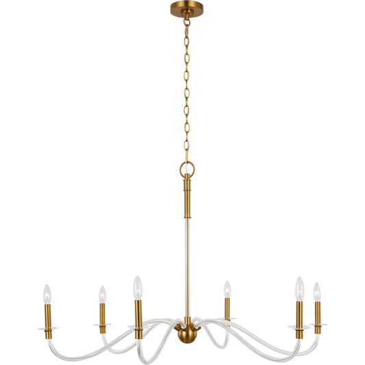 Hanover Large Chandelier by Visual Comfort & Co. in burnished brass. Made from steel in a unique style.