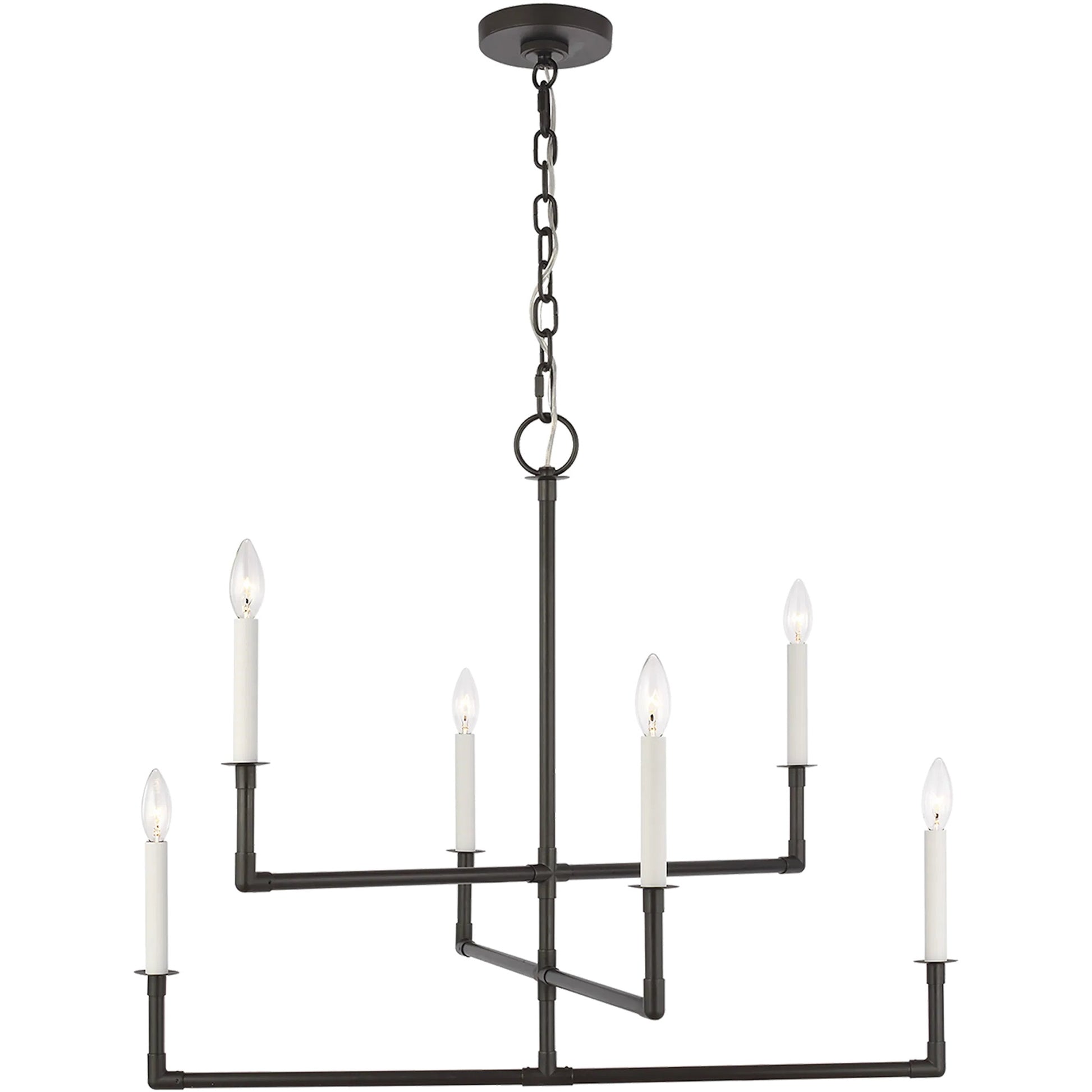 Bayview Medium Chandelier by Visual Comfort & Co. in aged iron. Made from steel in a unique style.
