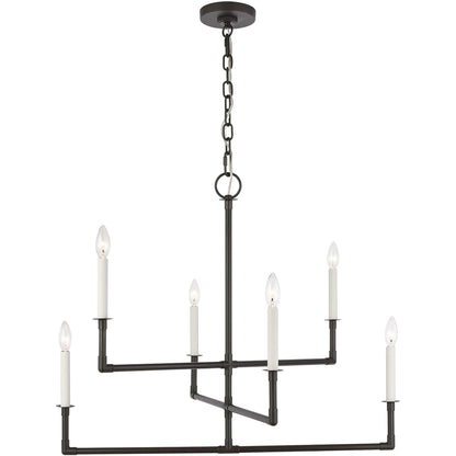 Bayview Medium Chandelier by Visual Comfort & Co. in aged iron. Made from steel in a unique style.