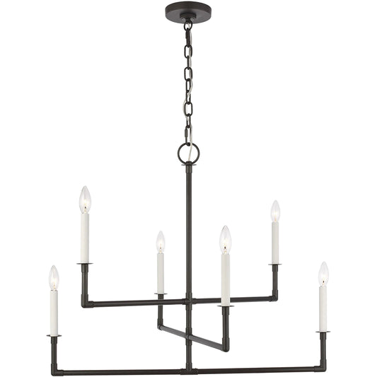 001 SI-2233992 | Primary Silo | Bayview Medium Chandelier by Visual Comfort & Co. in aged iron. Made from steel in a unique style.