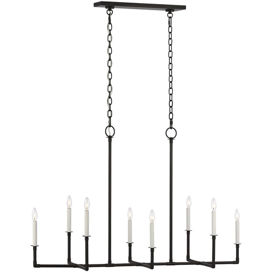 Bayview Linear Chandelier by Visual Comfort & Co. in aged iron. Made from steel in a unique style.
