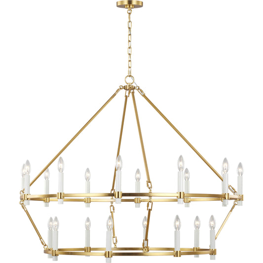 Marston 2 Tier Large Chandelier by Visual Comfort & Co. in burnished brass. Made from steel in a unique style.