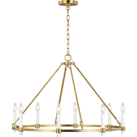 Marston Large Chandelier by Visual Comfort & Co. in burnished brass. Made from steel in a unique style.