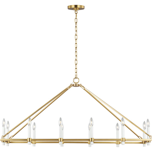 Marston Linear Chandelier by Visual Comfort & Co. in burnished brass. Made from steel in a unique style.