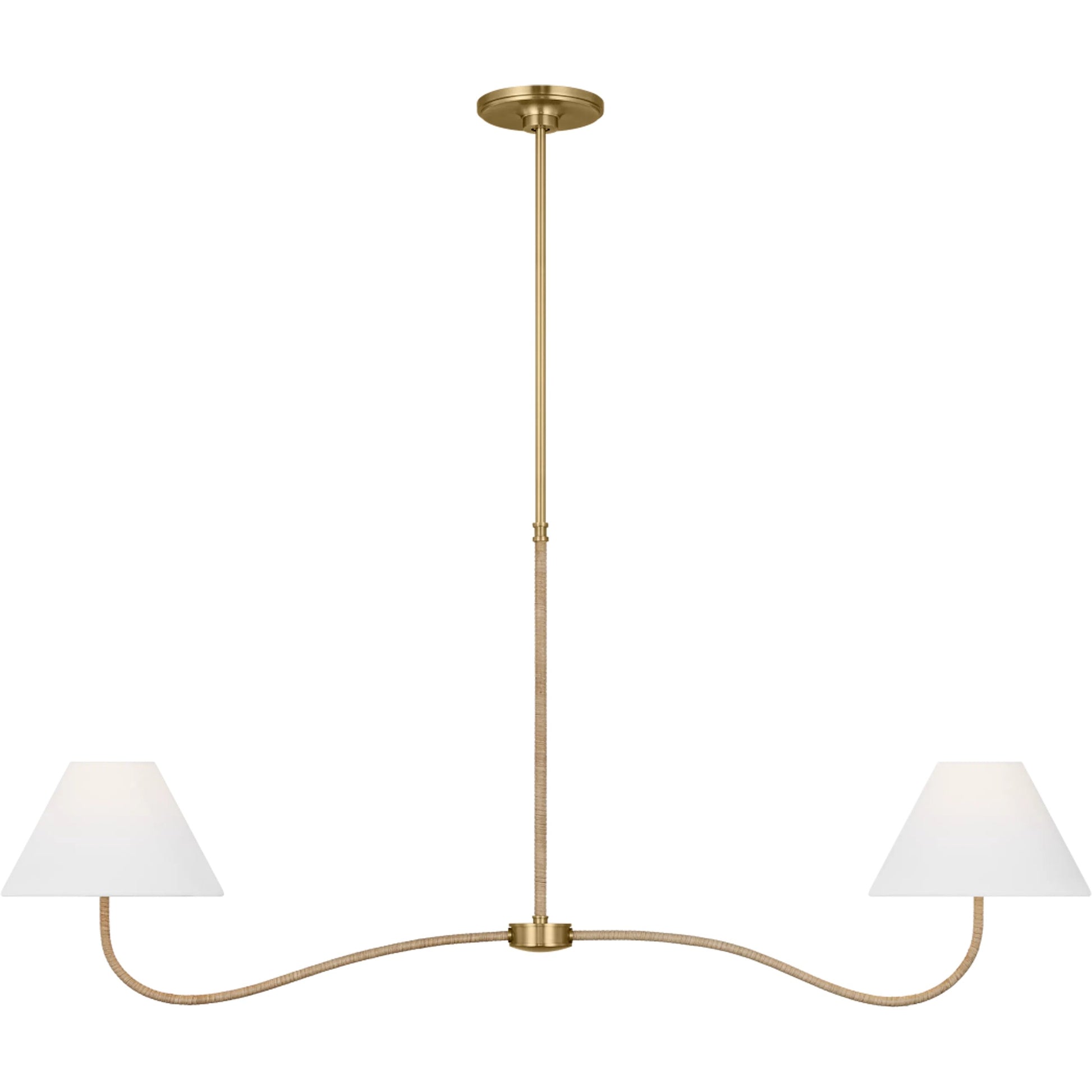 Laguna Large Linear Chandelier by Visual Comfort & Co. in burnished brass. Made from steel in a unique style.