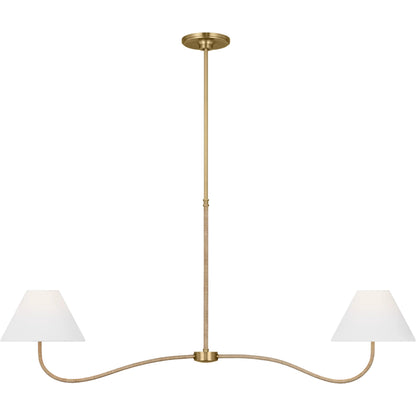 Laguna Large Linear Chandelier by Visual Comfort & Co. in burnished brass. Made from steel in a unique style.