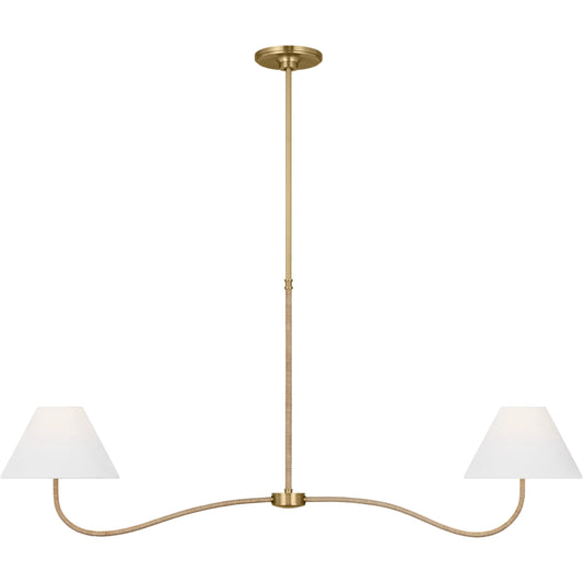 Laguna Large Linear Chandelier by Visual Comfort & Co. in burnished brass. Made from steel in a unique style.