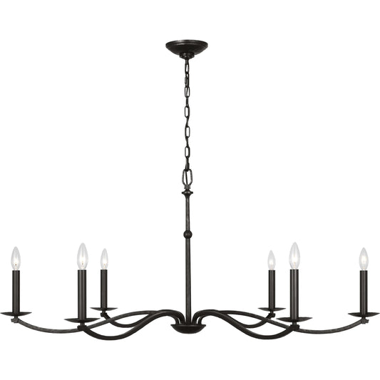 Wellen Chandelier by Visual Comfort & Co. in aged iron. Made from steel in a unique style.