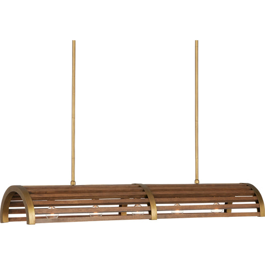 Woodbine Rectangular Chandelier by Currey and Company in chestnut, brass. Made from wood, wrought iron in a modern style.