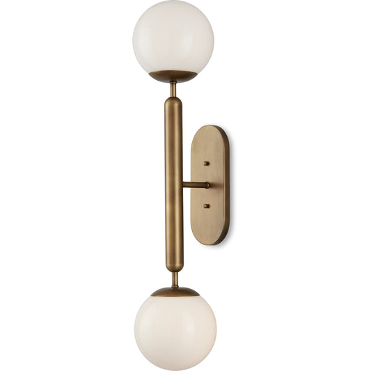 Barbican Double-Light Wall Sconce by Currey and Company. Made from metal, glass in a modern style.