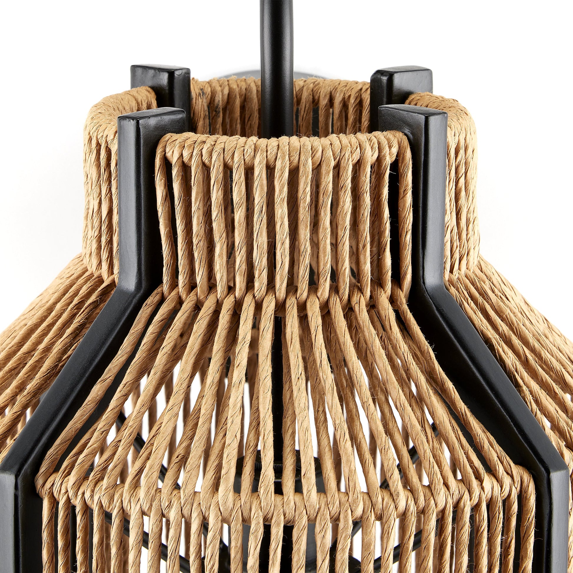 Mali Wall Sconce by Currey and Company in natural, satin black. Made from kraft paper twine, wrought iron in a coastal style.