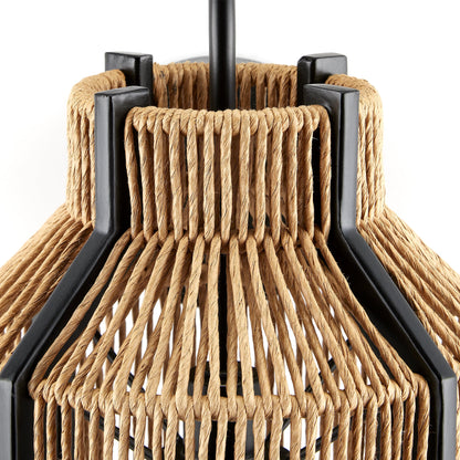 Mali Wall Sconce by Currey and Company in natural, satin black. Made from kraft paper twine, wrought iron in a coastal style.
