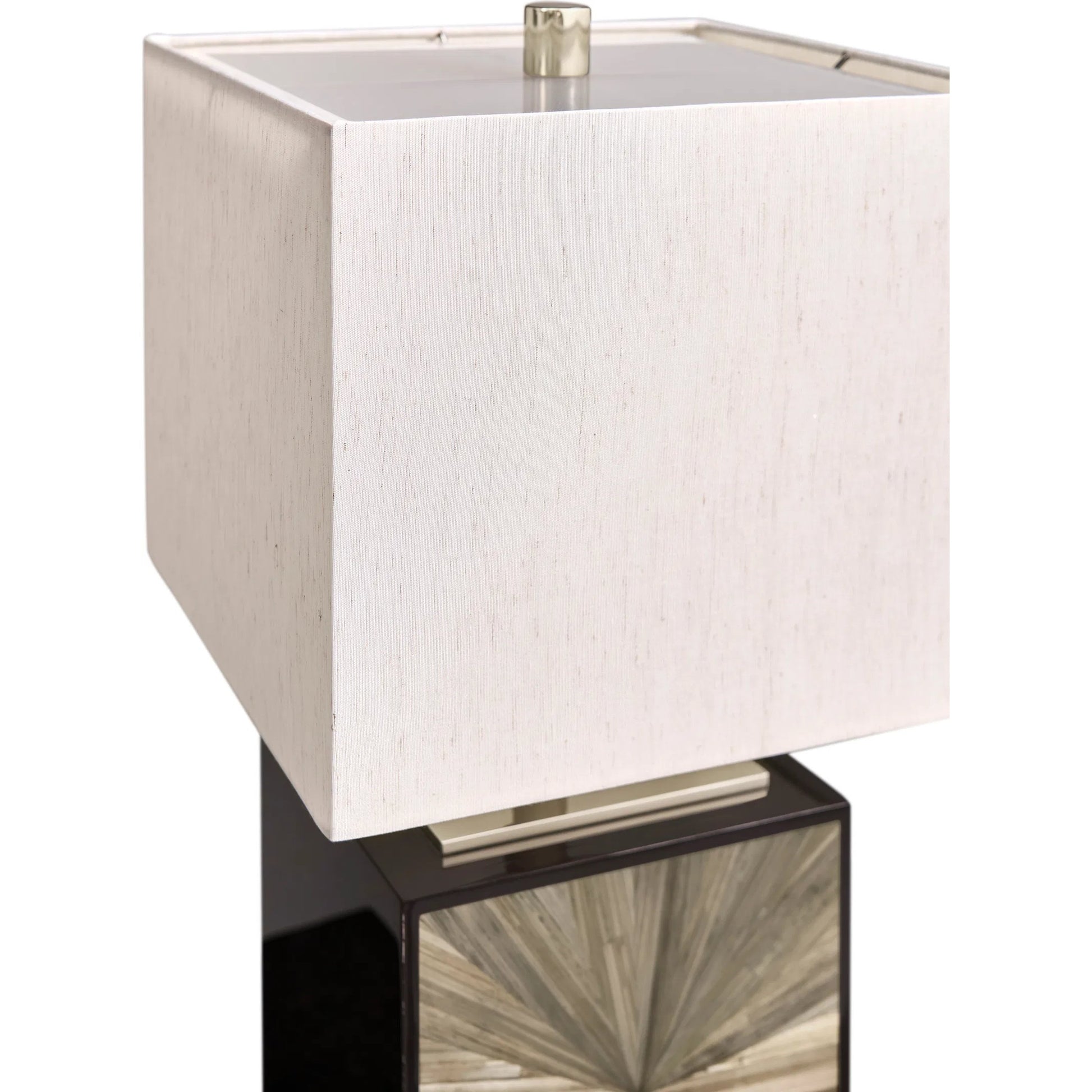 Terra Cube Table Lamp by Jonathan Charles in natural straw. Made from main straw in a unique style.
