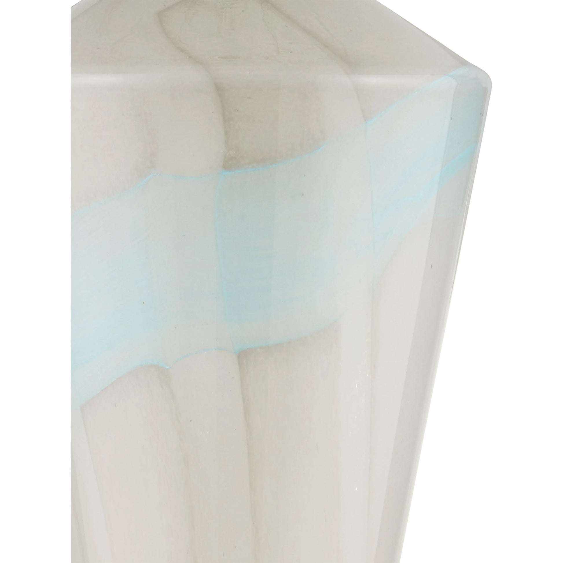Floating Cloud Table Lamp by Currey and Company in pale gray, light blue, clear, polished nickel. Made from glass, optic crystal, metal in a modern style.