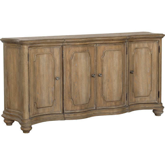 Weston Hills Buffet by Pulaski Furniture in flax seed. Made from hardwood solids, hickory veneers in a traditional style.