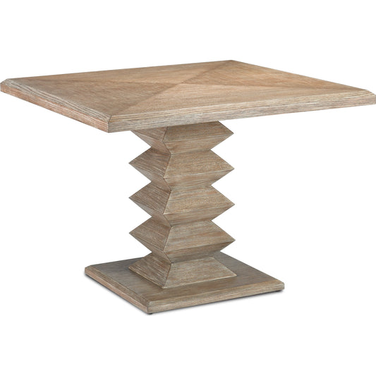 Sayan Dining Table by Currey and Company in light pepper. Made from oak in a eclectic & global style.