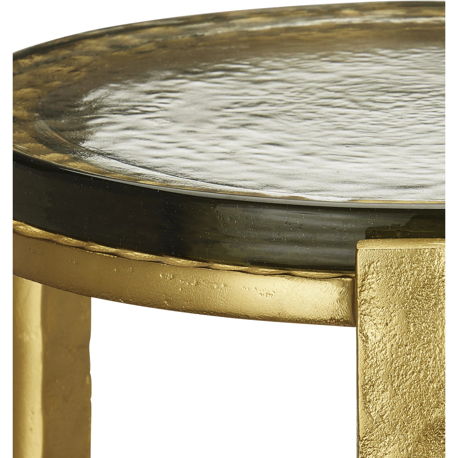 Acea Drinks Table by Currey and Company. Made from cast aluminum, cast glass in a modern style.