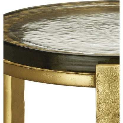 Acea Drinks Table by Currey and Company. Made from cast aluminum, cast glass in a modern style.