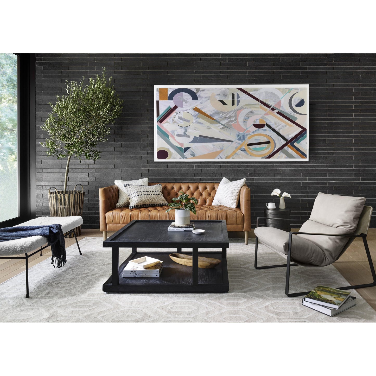 023 SR-369300 | Lifestyle | Williams Leather Sofa by Four Hands. Made from top grain leather, solid ash, 100% polyester in a rustic style.