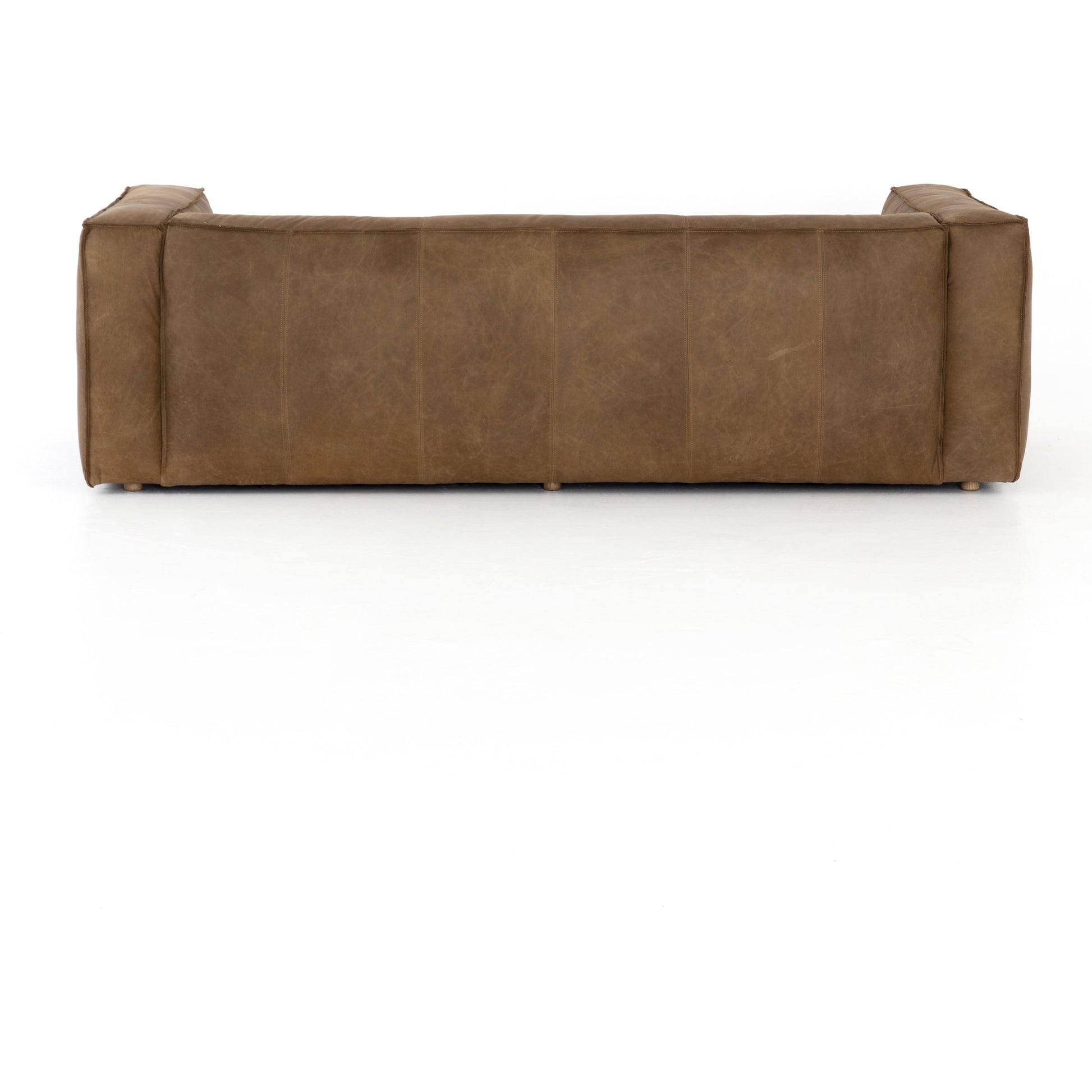 Nolita Reverse Stitch Sofa by Four Hands in rider black. Made from top grain leather, solid ash, 100% polyester in a modern style.