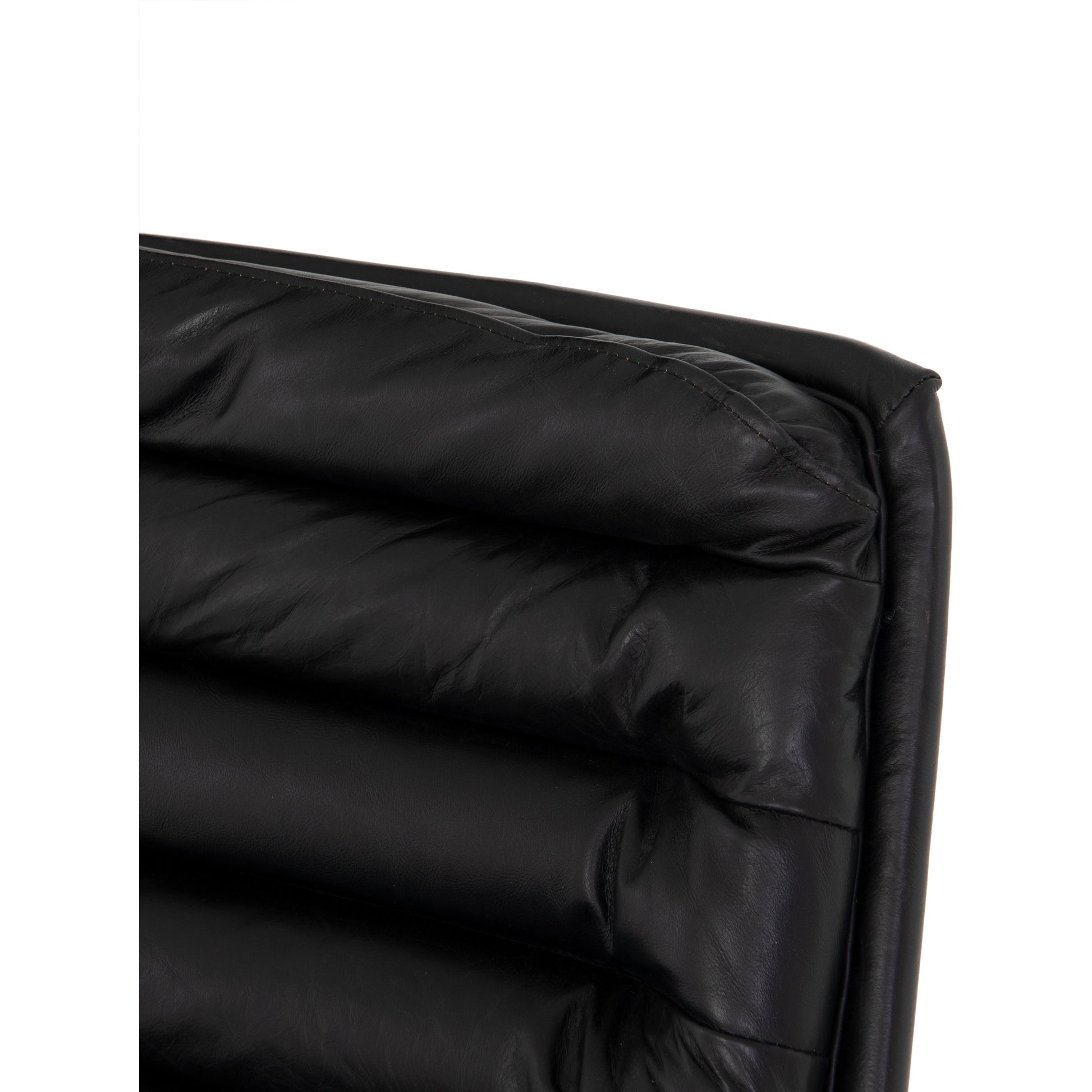 Malibu Desk Chair by Four Hands in rider black. Made from top grain leather, aluminum, 100% polyester in a modern style.
