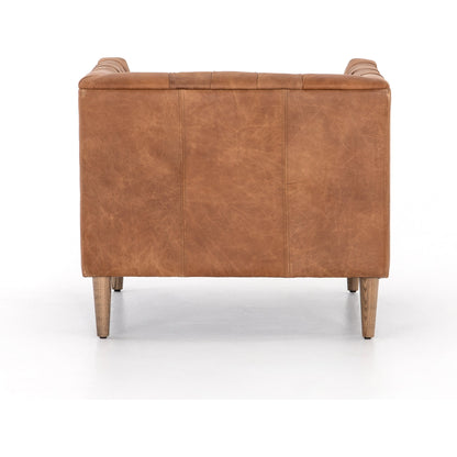 Williams Leather Chair by Four Hands in natural washed camel, weathered ash. Made from top grain leather, solid ash, 100% polyester in a rustic style.