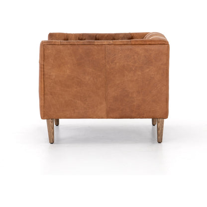 Williams Leather Chair by Four Hands in natural washed camel, weathered ash. Made from top grain leather, solid ash, 100% polyester in a rustic style.