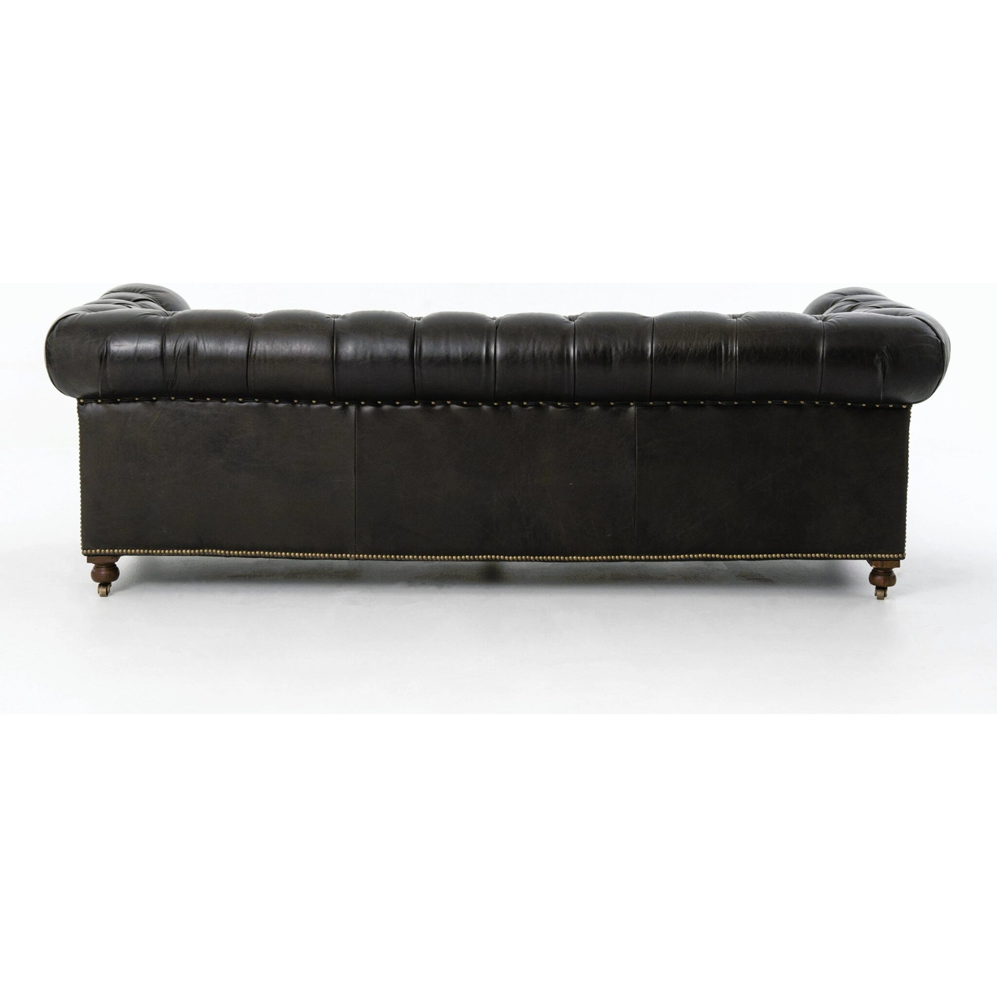 Conrad Sofa by Four Hands in cigar, antique oak, antique brass nailhead. Made from top grain leather, solid ash, iron in a traditional style.