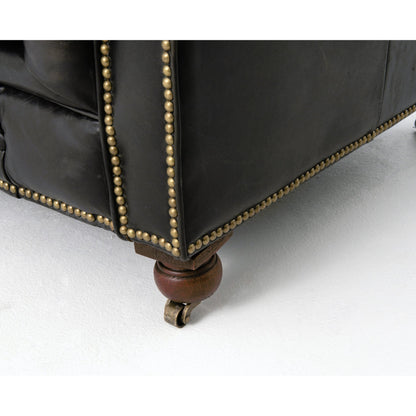 Conrad Sofa by Four Hands in cigar, antique oak, antique brass nailhead. Made from top grain leather, solid ash, iron in a traditional style.