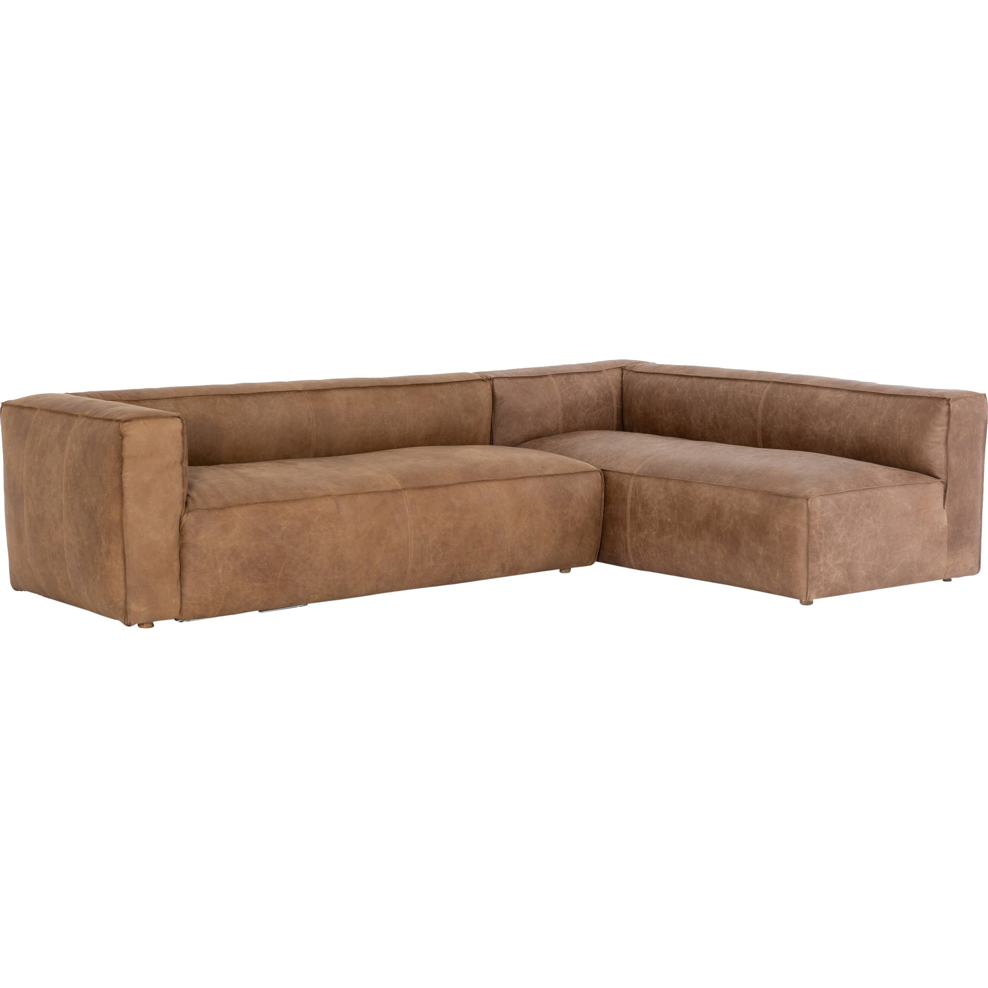Nolita Sectional Sofa by Four Hands in natural washed. Made from top grain leather, solid ash, 100% polyester in a modern style.