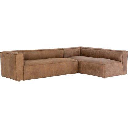 Nolita Sectional Sofa by Four Hands in natural washed. Made from top grain leather, solid ash, 100% polyester in a modern style.