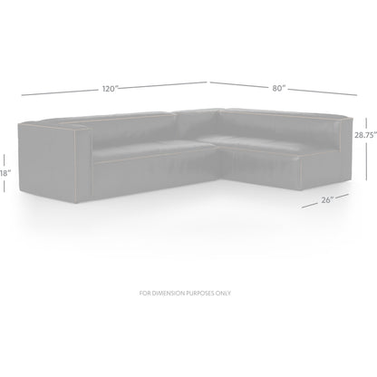 Nolita Sectional Sofa by Four Hands in natural washed. Made from top grain leather, solid ash, 100% polyester in a modern style.