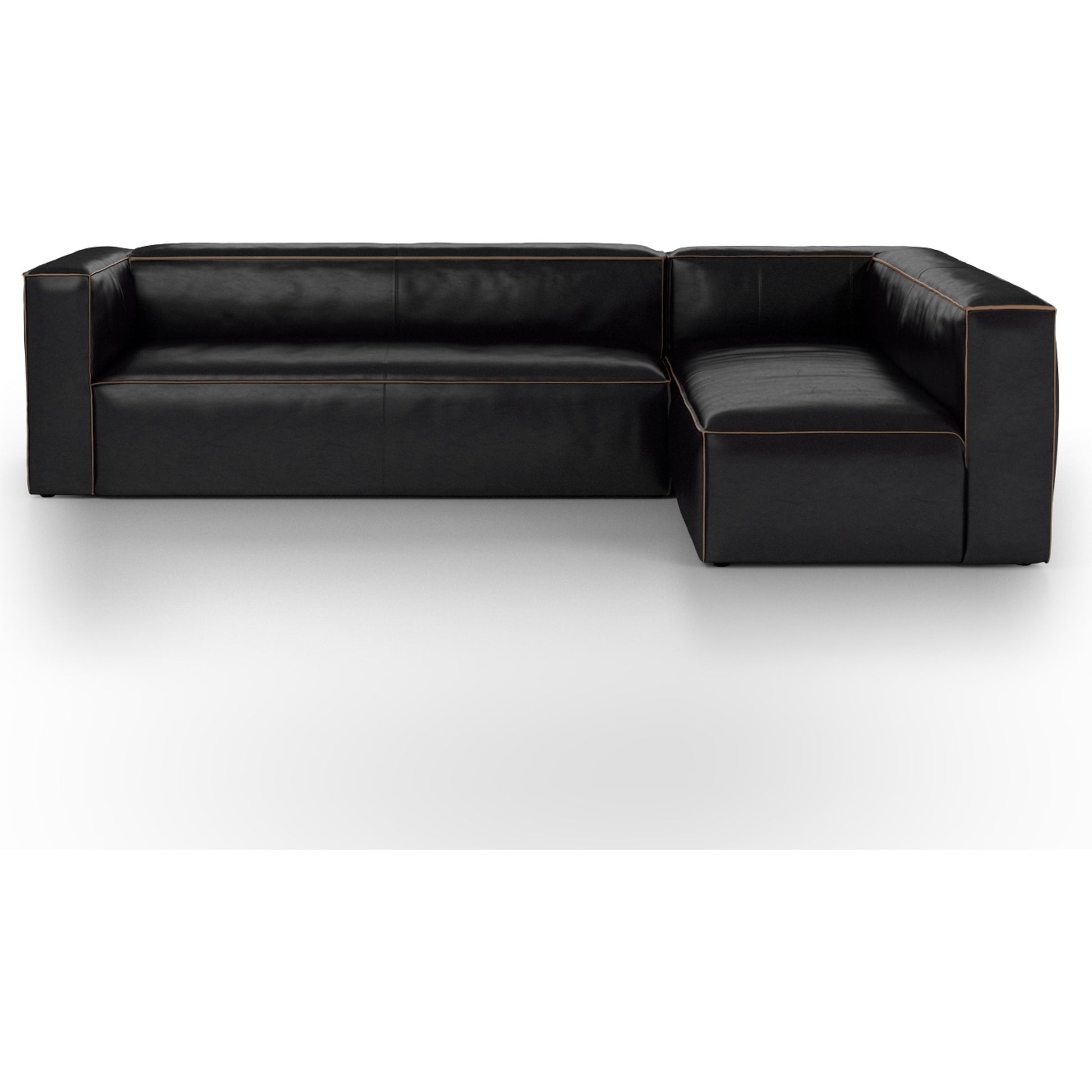 Nolita Sectional Sofa by Four Hands in natural washed. Made from top grain leather, solid ash, 100% polyester in a modern style.