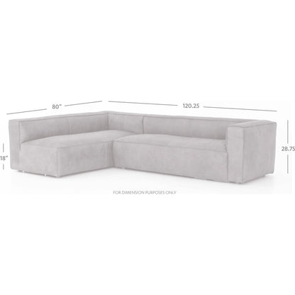 Nolita Sectional Sofa by Four Hands in natural washed. Made from top grain leather, solid ash, 100% polyester in a modern style.
