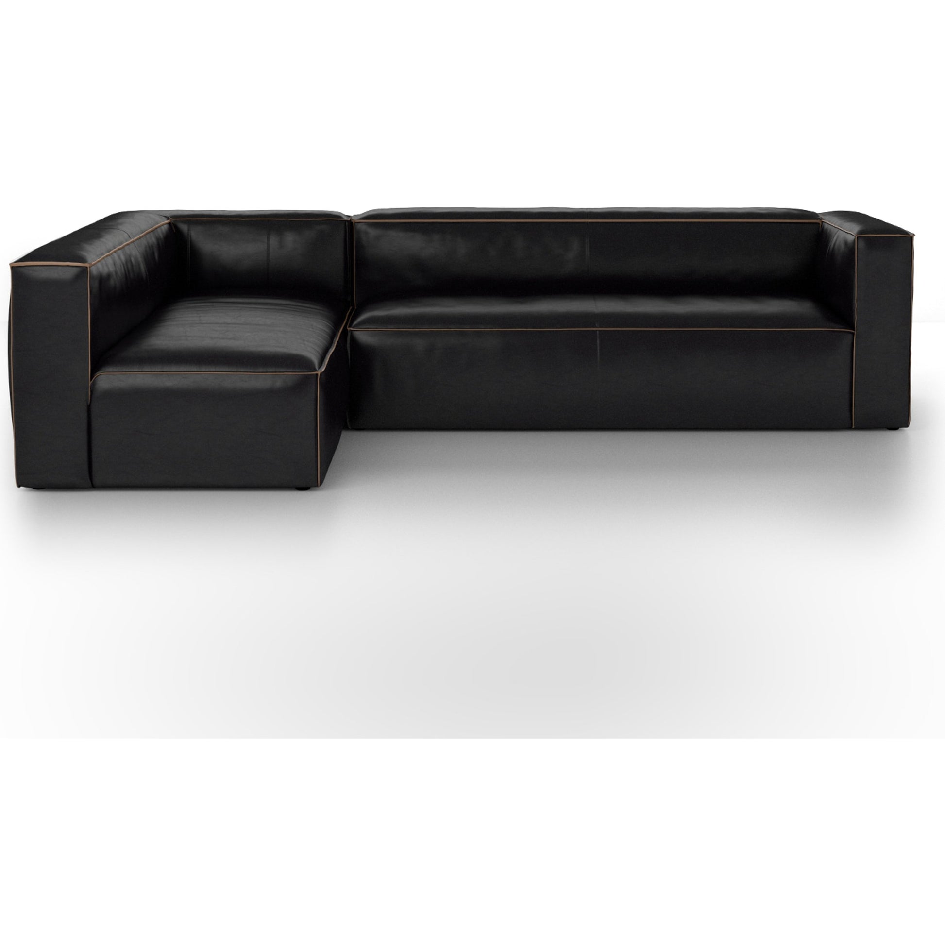 Nolita Sectional Sofa by Four Hands in natural washed. Made from top grain leather, solid ash, 100% polyester in a modern style.